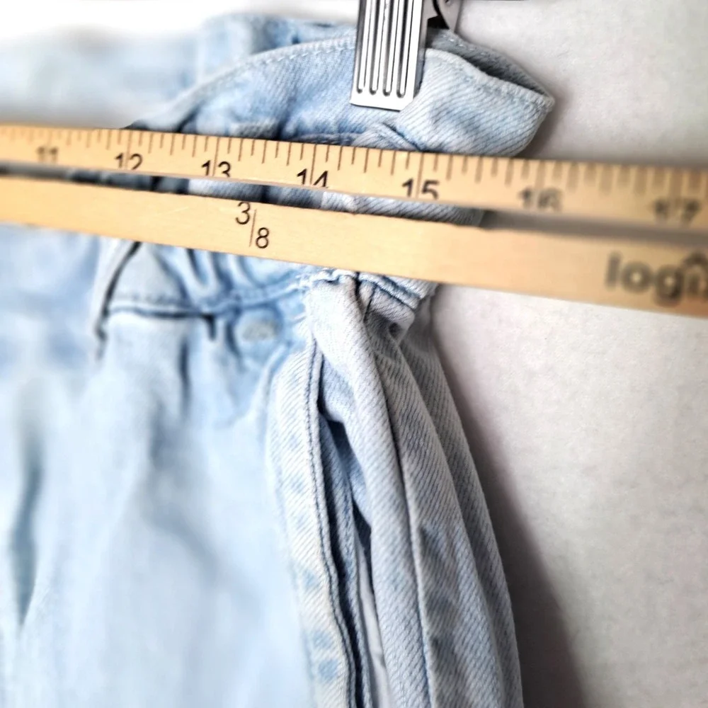 LOFT Paperbag Waist Jeans Women Blue Light Wash High Rise Button Fly Denim Pants